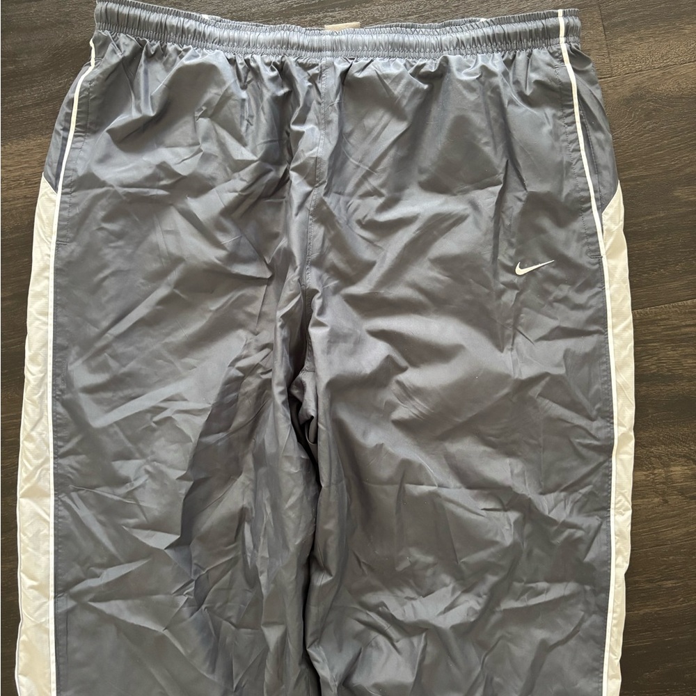 Vintage Y2K Nike Track Pants Mens XL Grey White Lined Baggy Street Ware - Picture 2 of 8